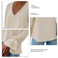 thumbnail image 5 of Camisa holgada con volantes escalonados para el trabajo, citas y fiestas - Blusa elegante con escote en V color albaricoque XL, 5 of 5