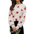 thumbnail image 5 of Hirigin Store Women's Valentine's Day Casual Knitwear Long Sleeve O Neck Heart Print Knit Sweater, 5 of 9
