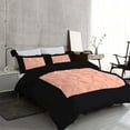 thumbnail image 2 of DNG Creations 3 Piece Two Tone Pinch Pleated Duvet Cover With Zipper Closure & Corner Ties 100% Egyptian Cotton ( Solid Black/ Peach - Oversized Queen ), 2 of 3