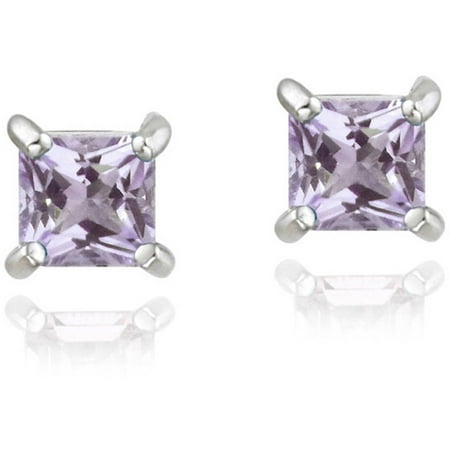 Tacori Amethyst Earrings - .3 Carat T.G.W. Amethyst Sterling Silver Square Stud Earrings, 3mm
