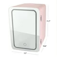 Personal Chiller Mini Fridge with LED Lighted Mirror Door, Coral