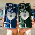 thumbnail image 5 of Compatible with iPhone 13 Pro Max Clear Glitter Case 6.7 Inch, Cute 3D Design Love Heart Pattern Plating Bling Case for Women Girls Soft TPU Shockproof Camera Protective Back Cover-Green, 5 of 11