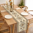 thumbnail image 3 of Table Runner 70 Inches Long for Kitchen Dining, Beige Khaki Boho Dresser Scarf Farmhouse, Dining Table Decorations for Wedding/Parties, Vintage Ethnic Tribe Abstract Art Retro 13 x 70 In, 3 of 8