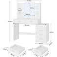 thumbnail image 2 of YANTONG Vanity Desk with 6 Drawers, 6 Open Shelves, Makeup Vanity with Mirror and Lights, Dressing Table with 3 Lighting Color Adjustable, Bedroom, White, 2 of 5