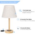 thumbnail image 3 of Wood Table Lamp Set of 2, Small Bedside Lamp with Linen Lampshade, 3 of 5