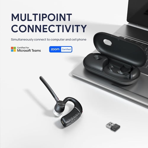 Yealink 1208709 BH71 Pro Bluetooth Headset with USB-C/A Dongle,Teams &Zoom Certified, 4 Noise Cancelling Microphone