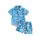 thumbnail image 1 of Traje de verano para bebé niño, conjunto casual de camisa de manga corta con botones y pantalón corto con estampado tropical, 1 of 4