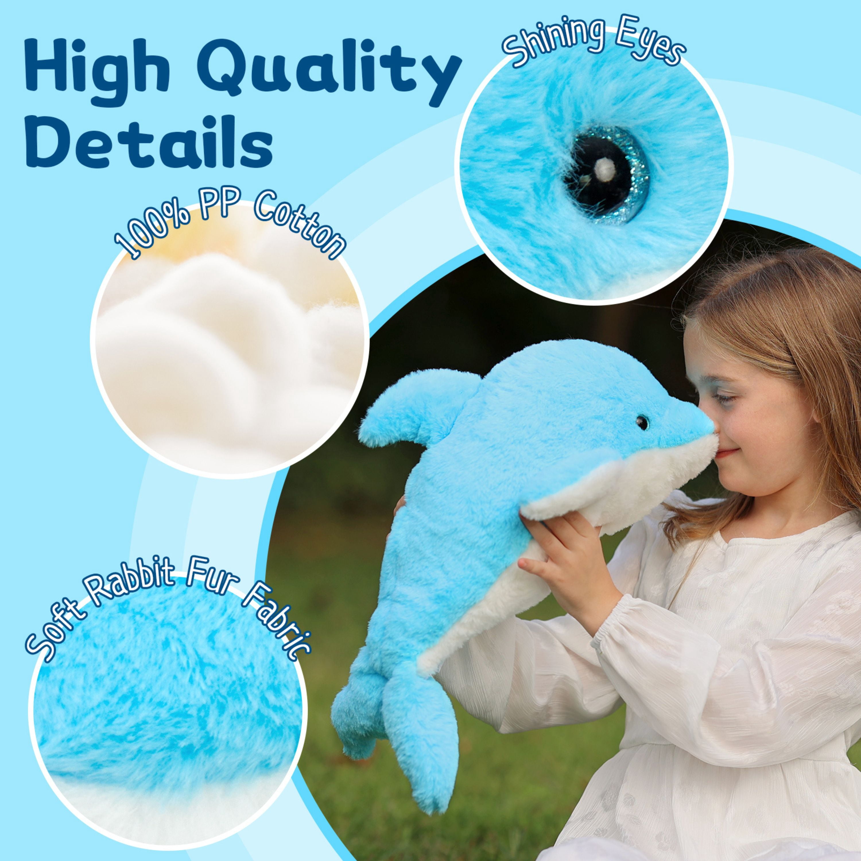 Tezituor 5Pcs Dolphin Stuffed Animal with 4 Babies 20.5'' Stuffed Dolphin Realistic Ocean Plush Toy