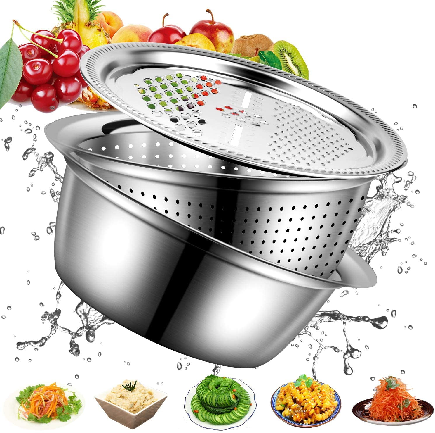 Details about  / 3 Pcs//set Vegetable Slicer Drain Food Peeler With Drain Basket Multi-functional