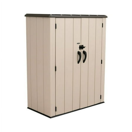 Lifetime DIY Vertical Outdoor Polyethylene Storage Shed  53 cu. ft.  10.57 Sq. feet  Tan (60326)