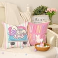 thumbnail image 3 of Happy Easter Pillow Covers 20x20 Inch Set of 4, Rabbits Hello Spring Bunny Trail Striped Truck Egg Farmhouse Decorative Throw Pillowcases for Home Sofa Couch Decoration (Pink) G481-20, 3 of 5