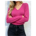 thumbnail image 2 of Women’s Fitted V-Neck Ribbed Knit Sweater, Long Sleeve Pullover Top, Sizes S-XL, 2 of 7