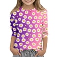 thumbnail image 2 of Cute Summer Tops for Kids Girls Size 7-8 Soft Casual 3/4 Sleeve Crew Neck Girls Shirts Funny Daisy Printed T-Shirts Girls Clothes Tee Tops Purple 12-13 Years, 2 of 5