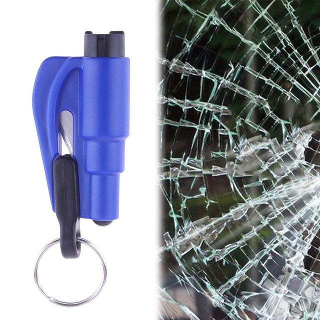 Martillo De Emergencia Martillo de seguridad, interruptor de ventana de escape de emergencia para coche con llavero (azul)