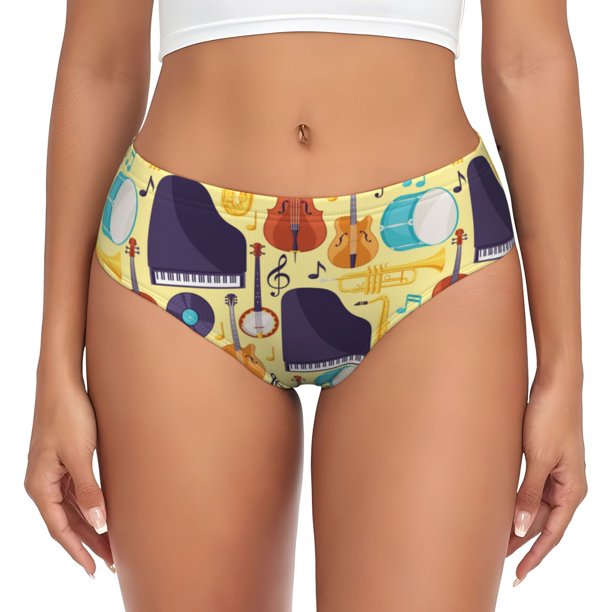 Fotbe Musical Instruments Calzones Estampados para Mujer – Ropa Interior de Algodón, Cómoda, Suave y Elástica-X-Large