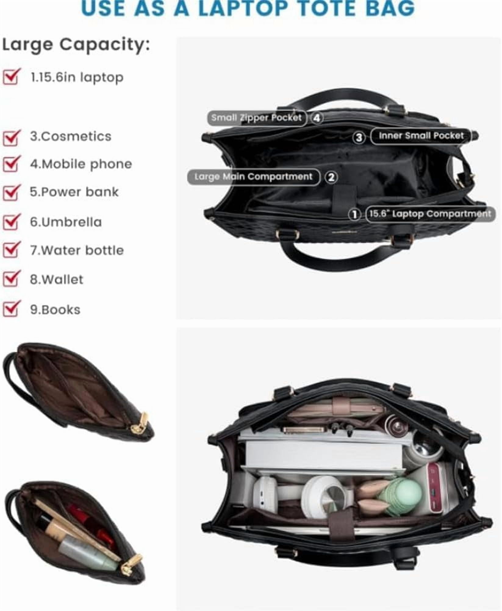 2 in 1 Tote Bag Lunch Bag Combo, 2 in 1 Lunch Tote Bag for Women, 15.6 Inch Tote Bag With Lunch Compartment, Tote for Laptop Bag Storage Pocket, Office Business Travel