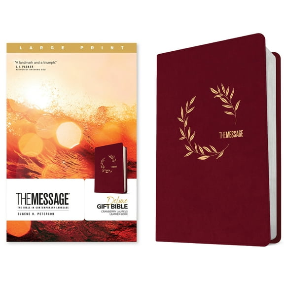 The Message Deluxe Gift Bible, Large Print (Leather-Look, Cranberry Laurels): The Bible in Contemporary Language, (Hardcover)