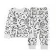 thumbnail image 2 of Conjuntos de blusas y camisas de cuello redondo y manga larga para niños, conjunto de dos piezas informal de manga larga con estampado a color y dibujo a mano DIY con cintura elástica, conjunto de pol, 2 of 8
