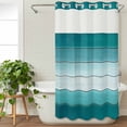 thumbnail image 3 of Teal Turquoise No Hook Shower Curtain Waterproof,Bathroom Curtains with Snap in Liners and See Through Top Window,Farmhouse Abstract Gradient Wooden Plank Hotel Bathtub Curtains Shower 36"Wx72"L, 3 of 8
