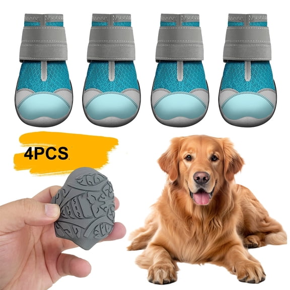 Dog Shoes for Large Dogs, Medium Dog Boots & Paw Protectors for Hardwood Floors, Outdoor Dog Booties for Hot Pavement Winter Snow Hiking, Breathable Dog Shoes with Reflective Strips Size 2
