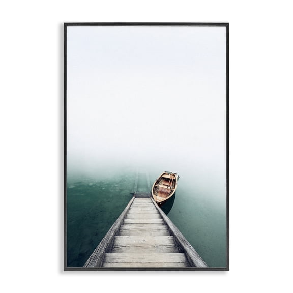 Stupell Industries Contemporary Boat At Bottom Of Stairs Black Framed Giclee Art, 12 x 18, by Sisi and Seb