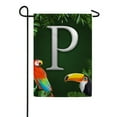 thumbnail image 2 of America Forever Tropical Bird Summer Monogram Garden Flag Letter P 12.5 x 18 inches Parrot Toucan Palm Leaves Double Sided Vertical Outdoor Yard Lawn Decorative Coastal Garden Flag, 2 of 5