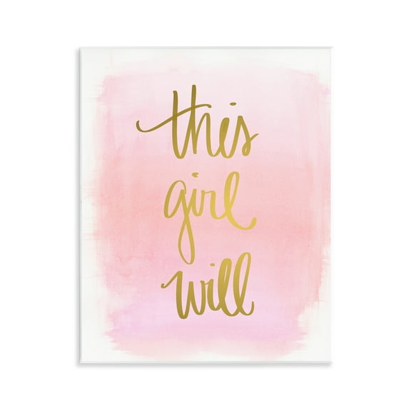 Stupell Industries This Girl Will on Pink Text & Numbers Painting Unframed Art Print Wall Art, 11 x 14