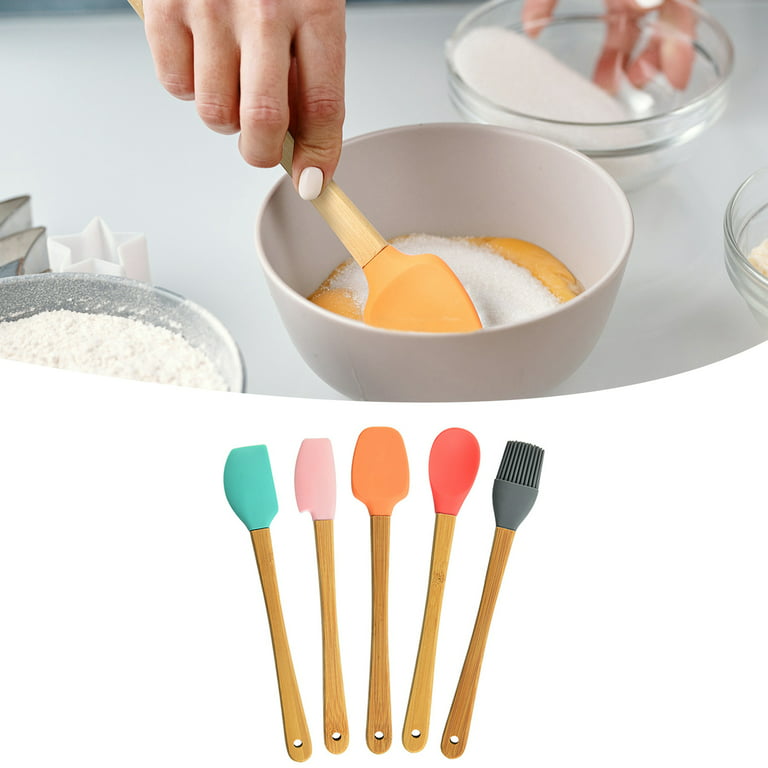 HEQUSIGNS 6 Pcs Silicone Spatula Set, Food Grade Silicone Rubber Spatula  Set Kitchen Utensils Heat Resistant Non Stick Rubber Kitchen Scraper  Spatulas for Cooking, Baking and Mixing(Blue) 