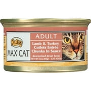 Nutro Max Cat Adult Lamb & Turkey Cutlets Entree Chunks In Sauce Canned Cat Food 3 Oz. (Pack Of 24)