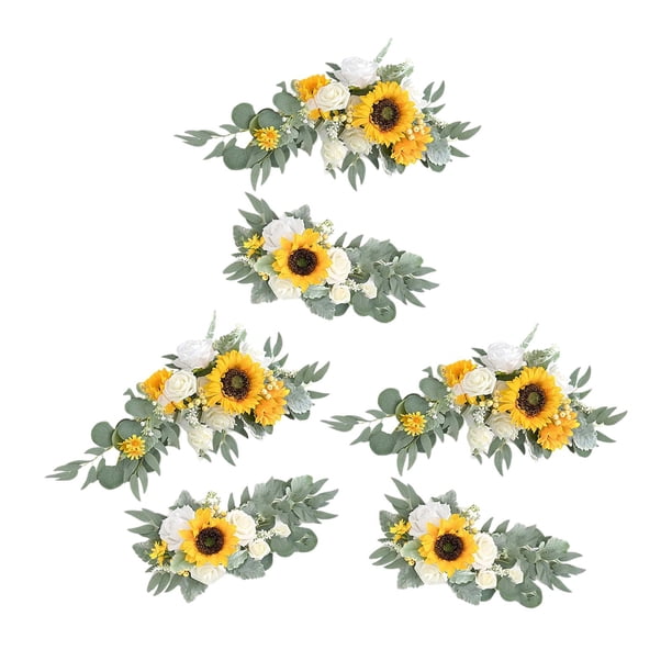 Guirnalda de flores artificiales para centro de mesa, pared, boda, coche, decoración de mesa 3 amarillo