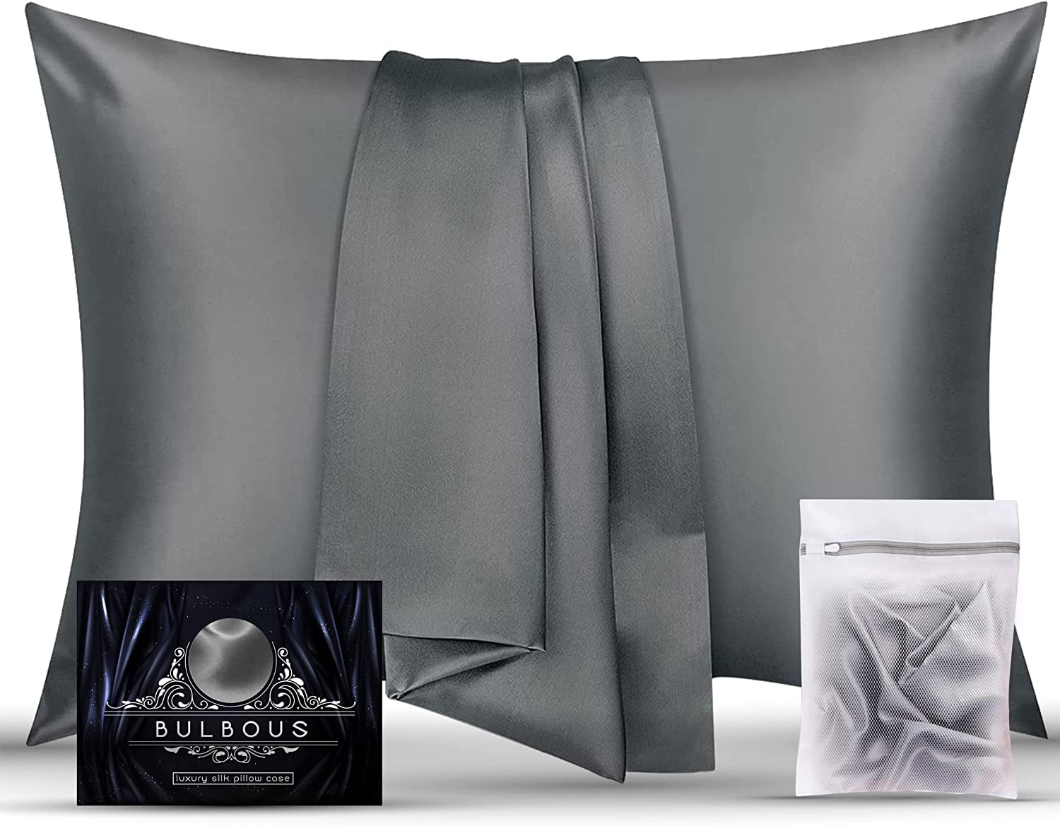 Mulberry Silk Pillowcase for Hair and Skin-22 Momme 100% Silk Pillowcase  and Wash Bag-Ultra Soft and Smooth Premium Grade 6A Silk Pillowcases -1pc  (Standard, Gray) - Walmart.com