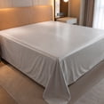 thumbnail image 2 of Unique Bargains Microfiber Ice SilkFlat Sheet Wrinkle Bedding Light Gray 91"x96", 2 of 5