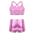 thumbnail image 2 of YEAHDOR Kids Girls 2 Piece Ballet Active Outfit Shiny Dance Gymnastics Tank Top with Booty Shorts, 2 of 7