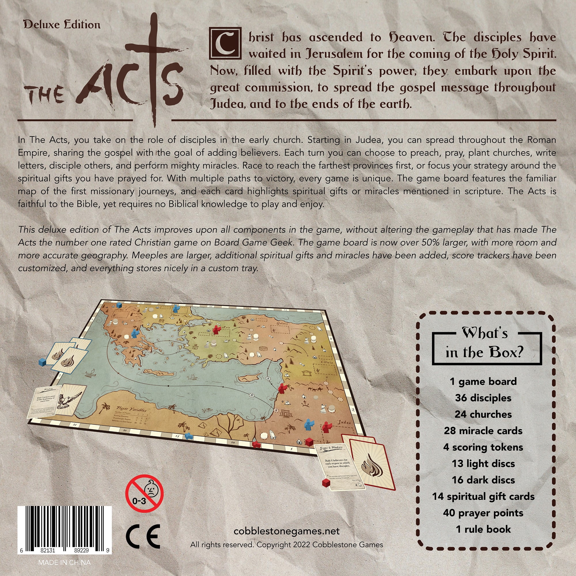 The Acts: Deluxe Edition - Christian Themed Worker Placement Board Game, Cobblestone Games, Ages 14+, 2-4 Players