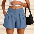 thumbnail image 4 of GHIIYER Linen Shorts Women High Waisted Wide Leg Trousers with Pleated Button Closure And Side Pockets Short, 4 of 9