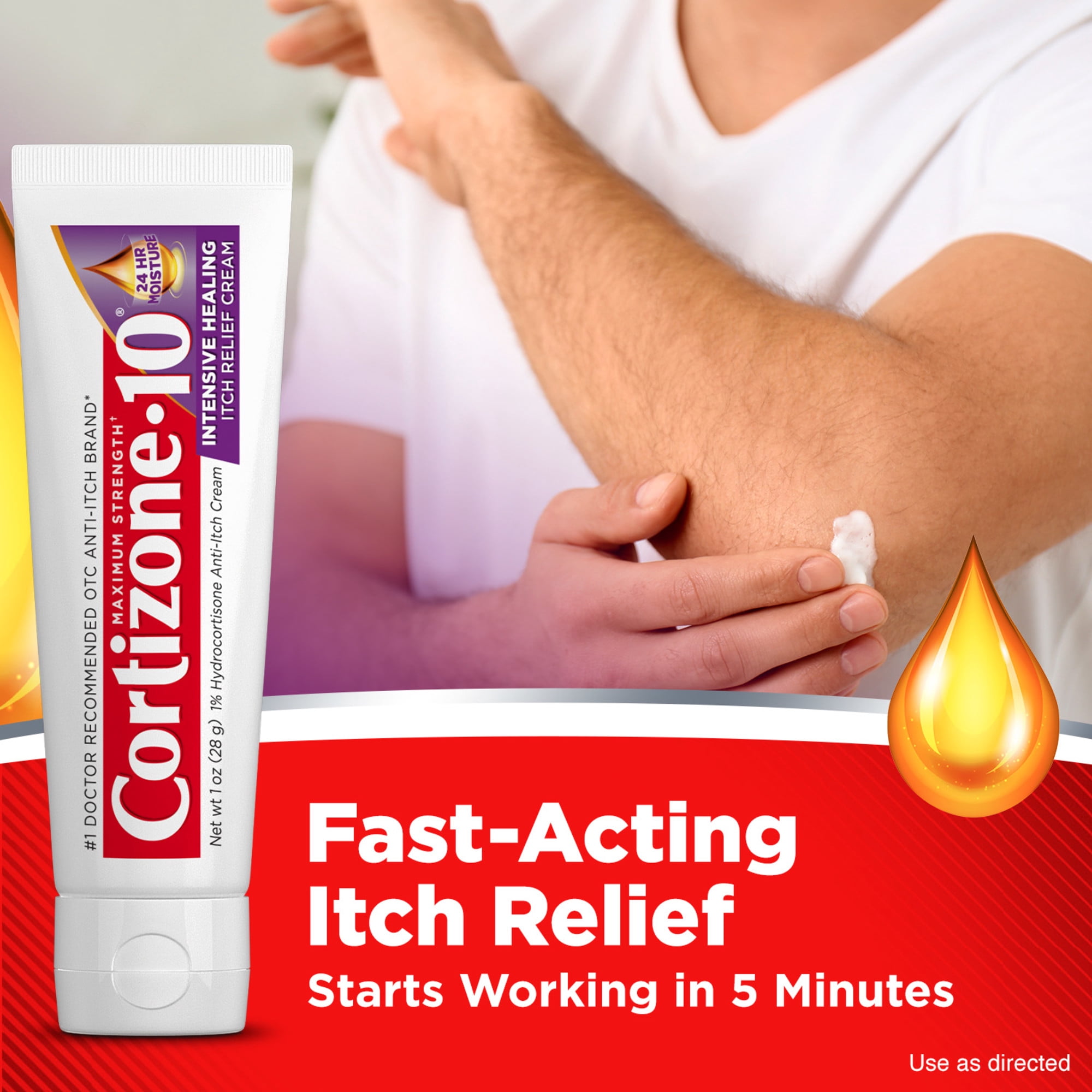 Cortizone-10 Maximum Strength Intensive Healing Itch Relief Cream, 1% Hydrocortisone, Fast-Acting, Anti-Itch Cream for Bug Bites, Rash, Eczema, Psoriasis, Poison Ivy, Oak, Sumac & More, 1 oz