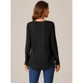 thumbnail image 4 of DARING DIVA Women's Long Sleeve Pleated Blouse Square Neck Babydoll Tops XL Black, 4 of 5