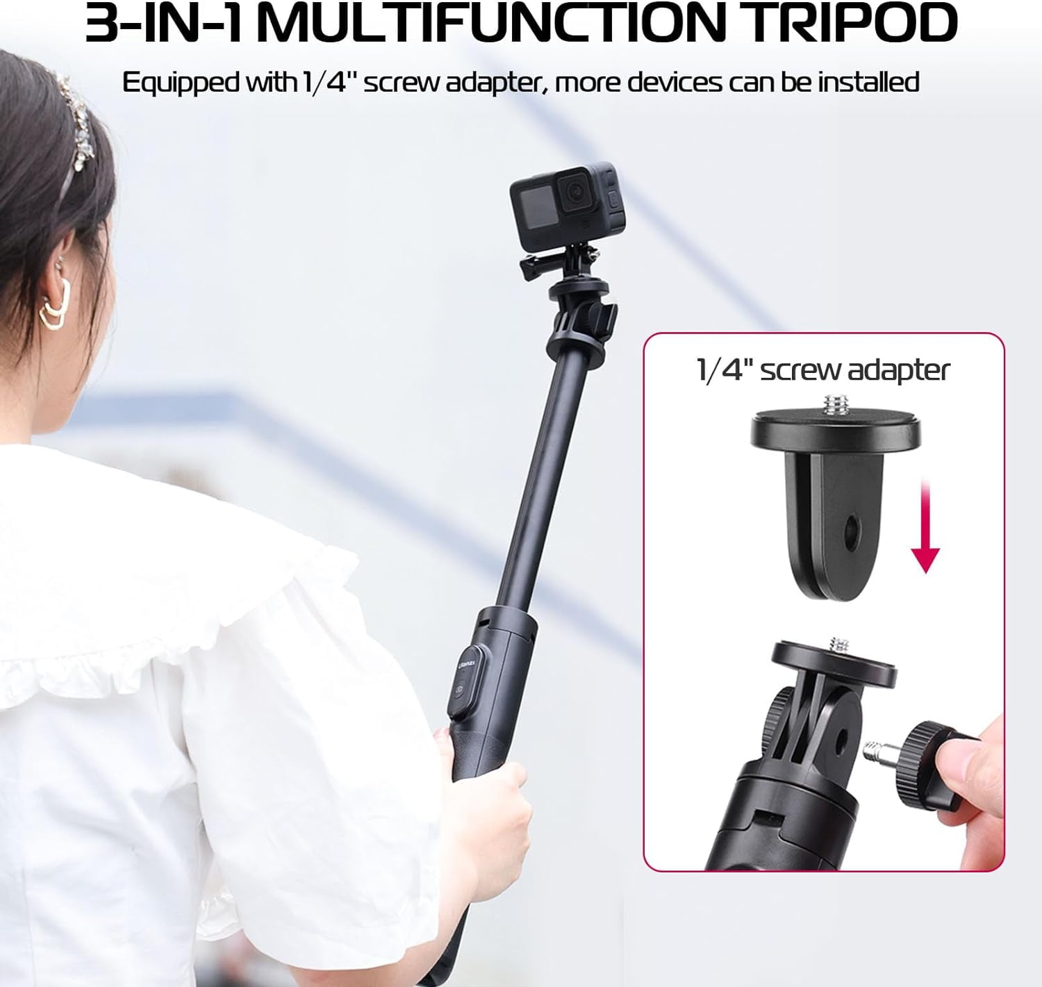 Ulanzi SK-03 Selfie Stick Tripod, 64" Professional Stable Phone Tripod Stand for Smartphone/Action Camera