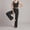 Black, variant on PISONIC Women Lace Trim 2 Piece Yoga Outfit, Square Neck Padded Tank Top & High Waist Straight Wide Leg Pants, Elegant Ballet Dance Training Activewear Set