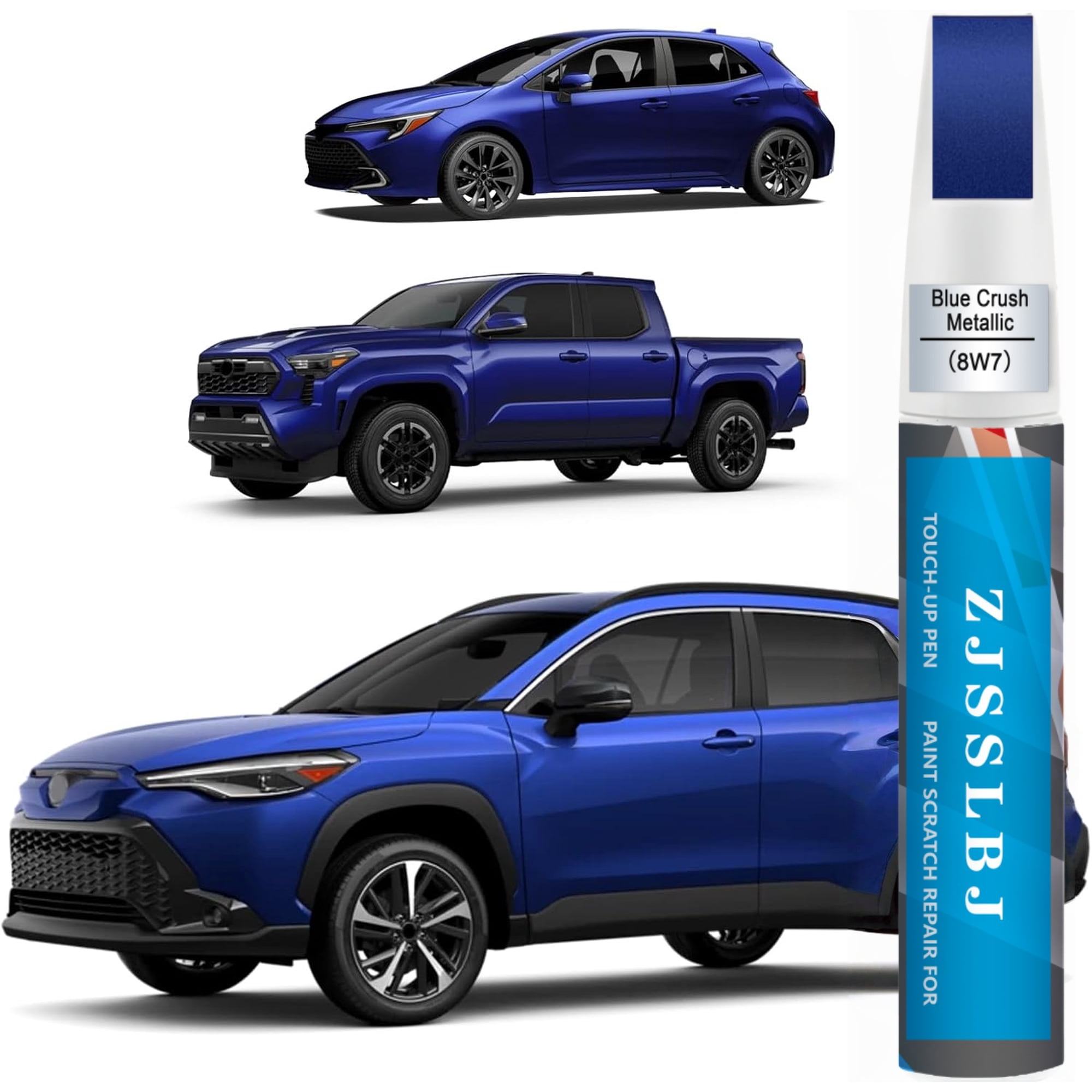 Car Touch up Paint(8W7 Blue Crush Metallic) Compatible with Toyota, Car Paint Pen Scratch Repair Two-In-One Touch Up Paint, Premium Car Scratch Remover for Deep Scratches