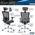 thumbnail image 3 of Techni Mobili High Back Executive Mesh Office Chair with Arms, Headrest and Lumbar Support , Black, 3 of 8