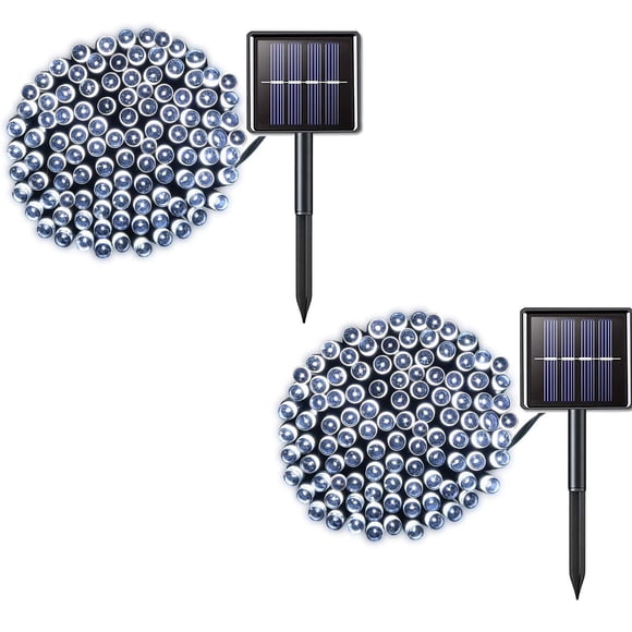 Guirnalda de luces solares amadecohome, paquete de 2, 100 LED, 13 m, resistente al agua
