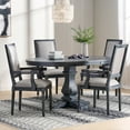 thumbnail image 2 of GDF Studio Ashlyn French Country Fabric Upholstered Wood 5 Piece Expandable Dining Set, Gray, 2 of 13
