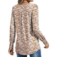 thumbnail image 3 of Shine Up Floral Blouses for Women Pleated Long Sleeve Shirts Casual Crewneck Tunic Tops, 3 of 6