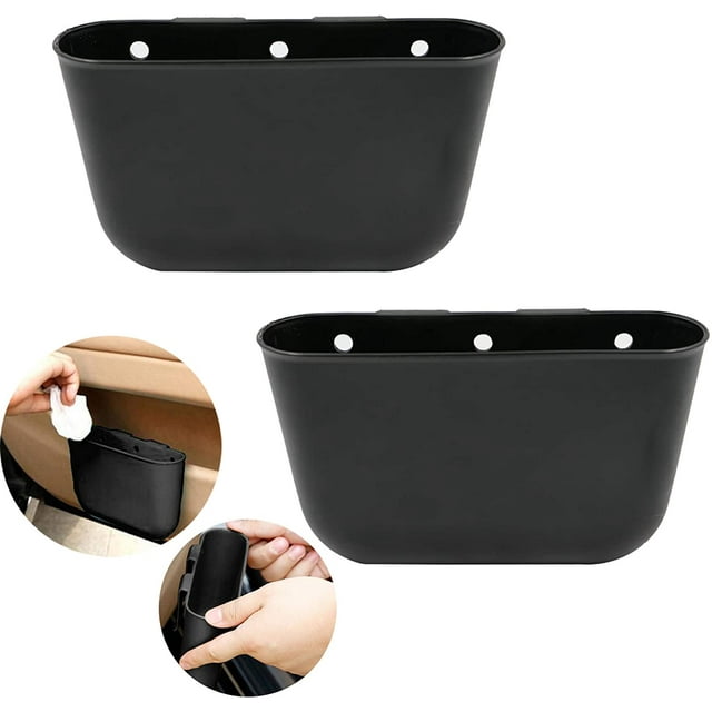 Bote de basura para automóvil pequeño, caja de almacenamiento para automóvil de 2 piezas, material plástico fácil de limpiar, bote de basura portátil, caja de almacenamiento colgante, accesorios inter