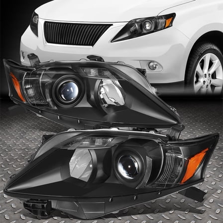 NUVISION for 10-12 Lexus Rx350 OE Style Black Housing Amber Corner Projector Headlights