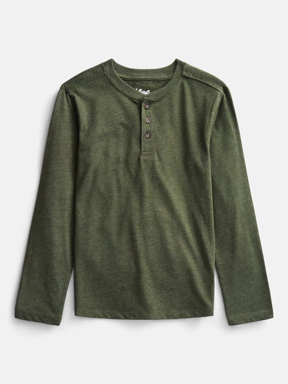Boys Henley Shirt with Long Sleeves, Sizes 4-18