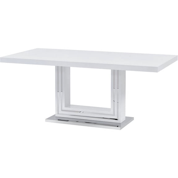 Best Master Furniture Gudmund 71" Rectangular Wood Dining Table in White