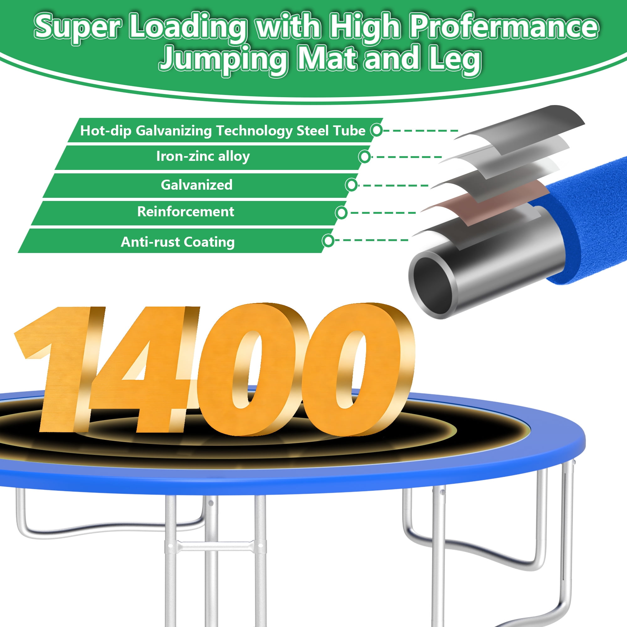 LHX Trampoline with Basketball Hoop 14FT 1400LBS Outdoor Trampolines for Kids Adults Backyard Heavy Duty Round Trampoline with Safety Enclosure Net, Lights, Sprinklers, Socks, No Gap Design