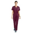 thumbnail image 4 of Strictly Scrubs Women’s Scrub Set – Includes V-Neck Top and Elastic Pant (X-Large Petite, Wine), 4 of 7